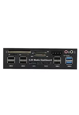 PC Front Panel 5.25  Dashboard Media USB 3.0 Hub Audio ESATA SATA Card Reader • $26.99