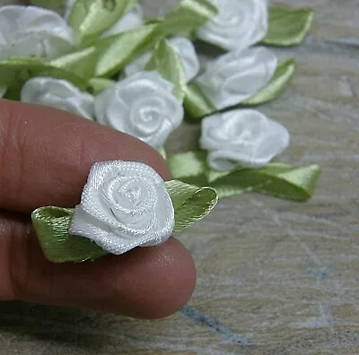 Rose Buds Satin Ribbon Flowers Rosebuds Flowersscrap Booking 30x17mm 50 Pack • £2.99