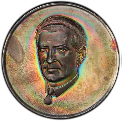 SP63 1964 Mexico Mateos Grove Silver Medal PCGS Trueview- Rainbow Toned • $275