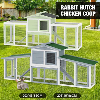 Large Rabbit Hutch Chicken Coop Waterproof Guinea Pig Cage 2 Storey Outdoor AU • $139.90