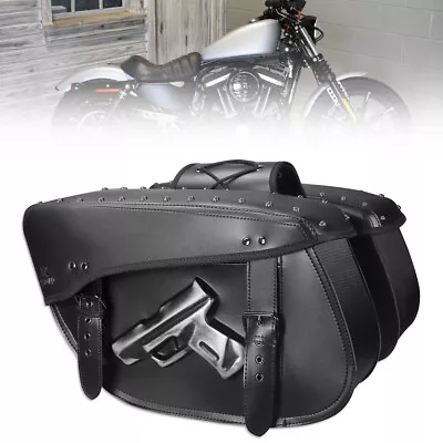 Vintage Saddlebags PU Leather Saddle Bag Tool Side Bag Storage Luggage Black • $77.76