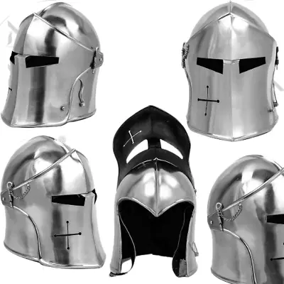 Medieval Knights Barbuta Helmet Templar Crusader Armor Knight Visor Helmet • $122.24