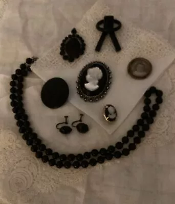 Antique Black Victorian Mourning Jewelry • $41