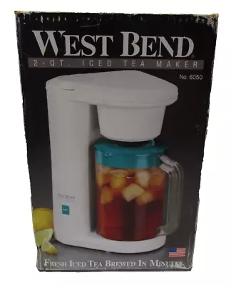 NEW Vtg West Bend 2~QT Electric Iced Tea Maker ~ White Model 6050 ~ Made In USA • $48.88