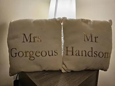 White Small Cushions Mr And Mrs • £7.99
