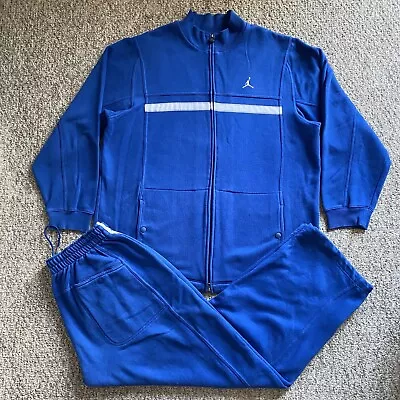 Jordan Sweatsuit Mens XL Blue Full Zip Fleece Snap Pockets Pants XL CLEAN • $94.99