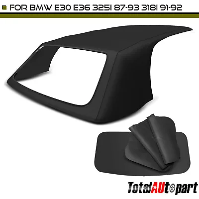 Black Convertible Soft Top W/ Clear Plastic Window For BMW 318i 325i Convertible • $235.99