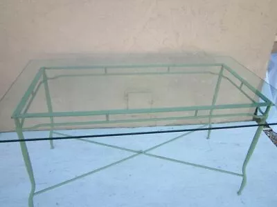 Vintage Mario Papperzine Salterini Style Woven Wrought Iron Patio Table Green • $2499