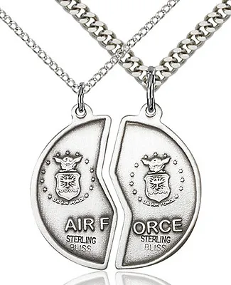 Men's Sterling Silver Miz Pah Coin Set Air Force Military Soldier Medal Necklace • $146.50