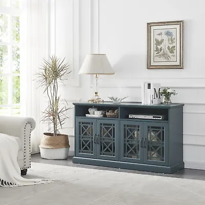 Wood Entryway Table TV Console Sideboard Console Table Buffet Cabinet Dark Teal  • $290.99