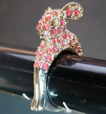 Unique Mouse Ring Size 6.5 Silver Tone With Pink & White CZ  Stones #J12-Pi • $9.08