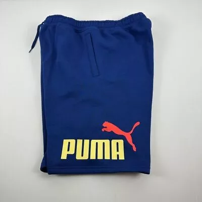 Puma Mens Big Fleece Logo 10in Shorts Blazing Blue-Large • $18.99