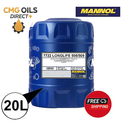 Mannol 7722 Vw 508 509 0w20 Fully Synthetic Longlife Engine Oil Mb 229.71 20l • £89.99