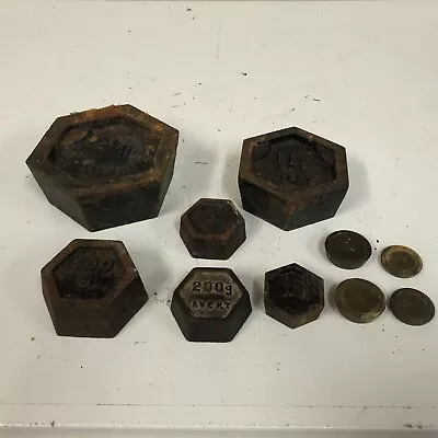 10 Hexagonal Avery Vintage Metric Cast Iron  Weights 2kg - 20g Balanced Scale • £39.99
