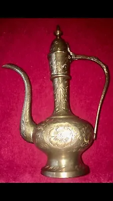 Vintage Pot Surahi Aftaba Brass Indian Decorative Mughal Collectibles Genuine • $20