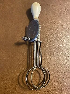 Vintage A&J Metal Egg Beater Mixer - Hand Crank - Patent October 9 1923 White • $7.99