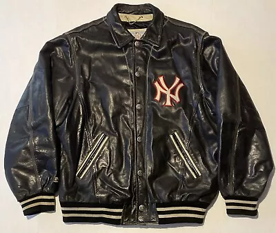 New York NY Yankees Men 2XL XXL Leather Bomber Jacket Vintage MLB Baseball • $449