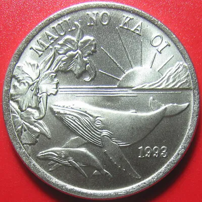 1993 HAWAII MAUI $1 TRADE DOLLAR WHALE CALF FLOWERS RISING SUN CU-NI (no Silver) • $13