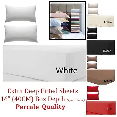 Extra Deep Fitted Sheet 16 /40CM Egyptian Cotton Single 4ft Small Double King • £3.25