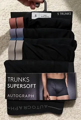 Marks & Spencer Autograph Supersoft 5pack Trunks Black Size S 30-32in RRP £38 • £22.99