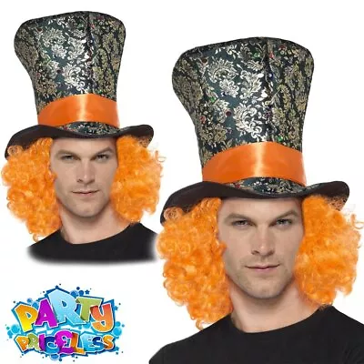 £11.49 • Buy Adult Mad Hatter Top Hat With Hair Alice Book Week Day Fancy Dress Accessory New