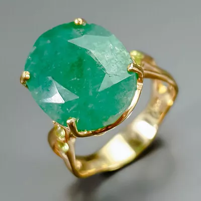 Jewelry Design 11ct+ Green Beryl Ring 925 Sterling Silver Size 7.5 /R343391 • $31.07