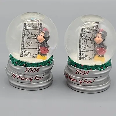 Disney Snow Globe Mickey Mouse 75 Years Of Fun Steamboat Willie 1929 Set Of 2 • $12.97