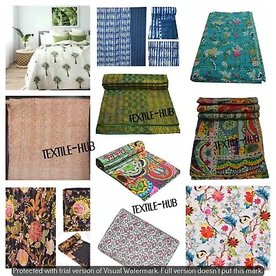 Indian Handmade Multi Art Throw Kantha Quilt Bedspread Twin/Queen Blanket Ralli  • £31.15