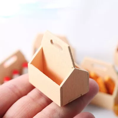 2Pcs Dollhouse Miniature 1:12 Scale Wooden Storage Boxes Milk Crate & Bottle • $8.93