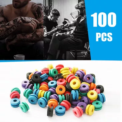 $5.95 • Buy 100Pcs DIY Multi-Color Rubber Full Grommets Nipple Tattoo Supplies Machine Parts