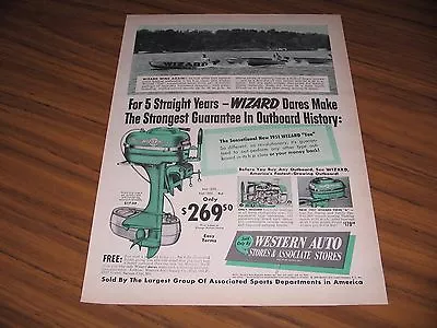 1951 Print Ad Wizard Outboard Motors Boat Racing Speed Test Western Auto Stores • $14.53