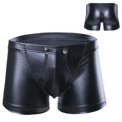 Men Shiny Metallic Press Buttons Boxer Shorts Low Rise Trunks Hot Pants Clubwear • £8.45