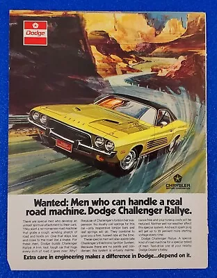 1973 Dodge Challenger Rallye Original Color Print Ad Ships Free Lot Yellow P51 • $14.99