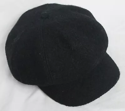 Zara Black Baker Boy Skipper Peaked Newsboy Cap Hat Wool Size Medium Worn Once • £9.99