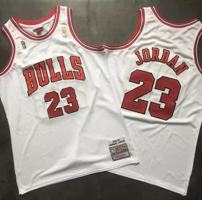 Chicago Bulls Michael Jordan White NBA Finals Vintage Throwback #23 Jersey • $45.89