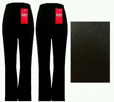 New Ladies Plus Size 2 Pack Bootleg Stretch Fine Rib Trousers Black Size 10-24  • £13.99