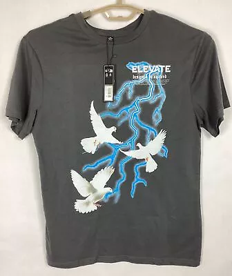 Mister Tee Elevate Lightning Doves Positivity Tshirt Gray Cotton Sz Medium New • $10