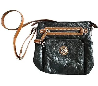 Kim Rogers Faux Leather Crossbody Purse Bag Black Brown Adjustable Strap • $17.24