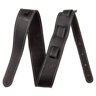 NEW Genuine Fender 2-1/4  Monogrammed Leather Guitar Strap BLACK #099-0681-006 • $33.24