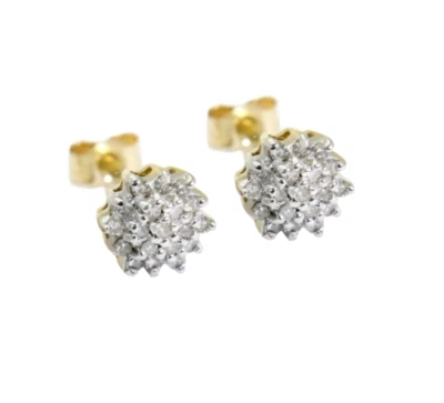 £225 • Buy 9ct Gold 0.30ct Diamond Cluster Stud Earrings