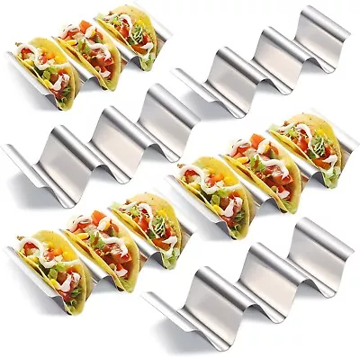 6 Pack Stainless Steel Taco Holder Stand Serving Tray Plate For Party Search On • $15.37