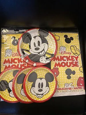 MICKEY MOUSE 8 LARGE 24 Small PLATES 2 Tablecloth Birthday Party Supplies Disney • $19.95