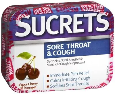 Sucrets Lozenges For Sore Throat & Cough Vapor Cherry 18 Ct • $9.42