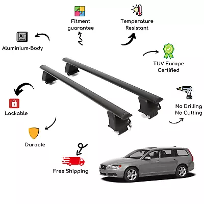 Bare Roof Rack Cross Bars Set For VOLVO V70 5 Door 07-16 Black • $189.90