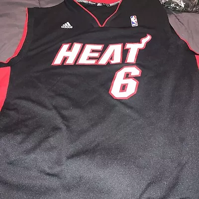 Adidas LeBron James #6 Miami Heat NBA Basketball Jersey Mens Large • $39