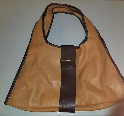 Sophia Visconti Shoulder Bag Large Brown/Tan Leather Purse • $19.99