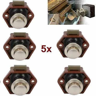 5PCS Push Button Catch Latch Knob Lock Drawer Caravan Furniture Door Cupboard • $22.49