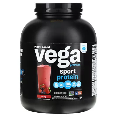 2 X Vega Sport Plant Based Premium Protein Powder Berry 4 Lbs (1.89 Kg) • $326.52