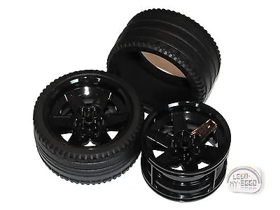 LEGO Technic - Tire X 2 W/ Black Rims - New - (Race 68.8 X 36 ZR Wheel) • $32.81