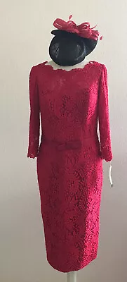 £125 • Buy New!...veni Infantino Red Lace Dress With Satin Bow Belt ...sizes Uk 18 & 20